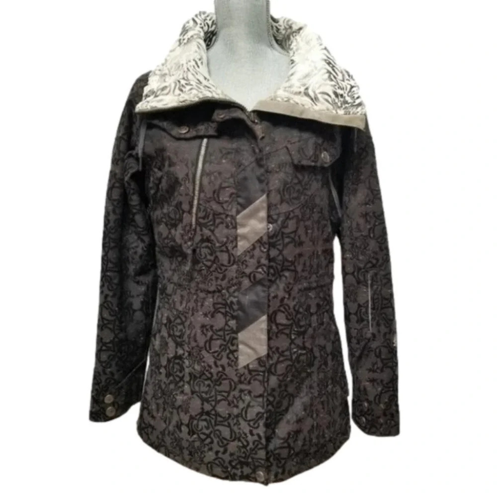 Capp3l Ride Snowboard Brown Black Print Jacket S